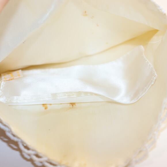 Vintage Beaded Sequin Clutch Purse Ivory Evening Bag - Picture 4 of 5